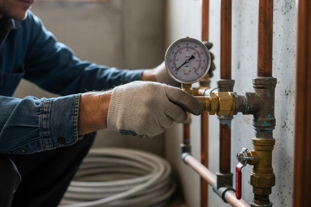 Pressure testing a repaired line during Water Line Repair in Inez